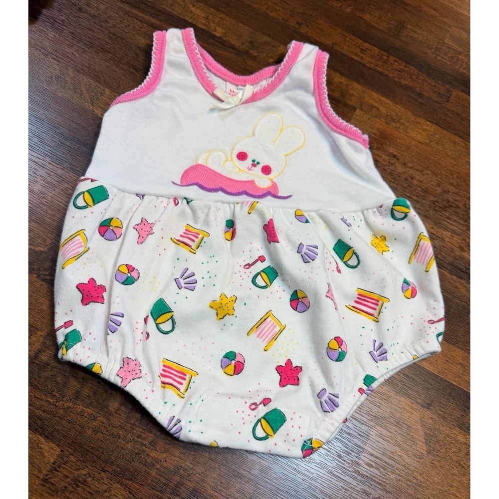 Vintage 90s Y2K Health-tex summer romper size 3 months.  Beach bunny.